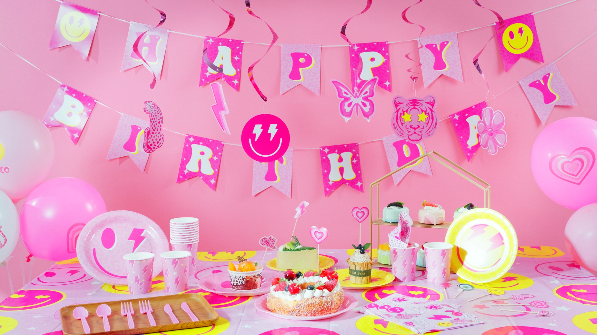 Amazon.com: Zhehao 227 Pcs Pink Smile Face Preppy Y2k Party